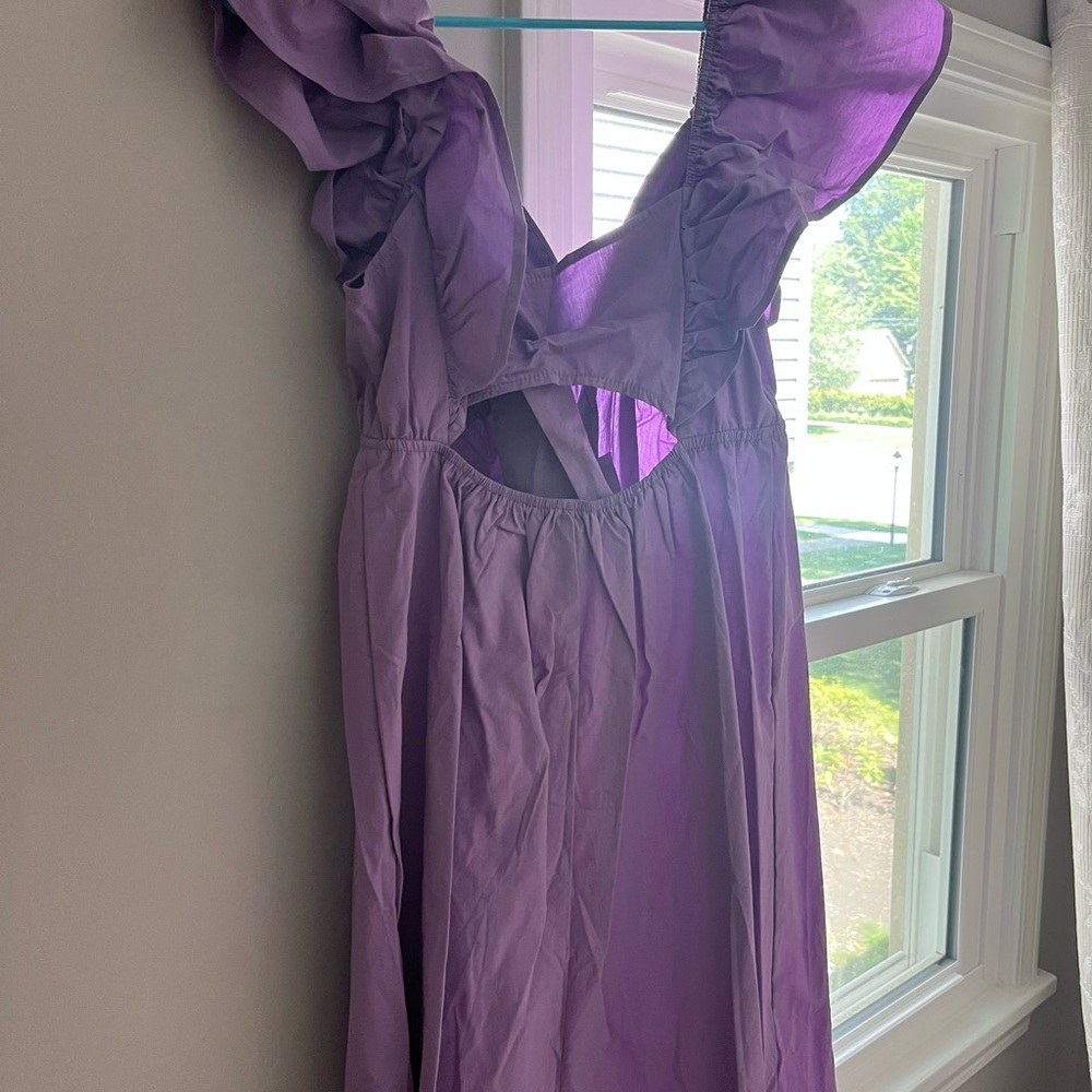 Purple Ruffled Sleeveless Dress